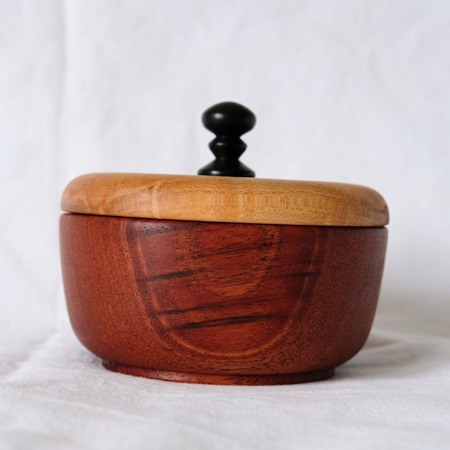 Sapele Salt Cellar with Birdseye Maple Lid