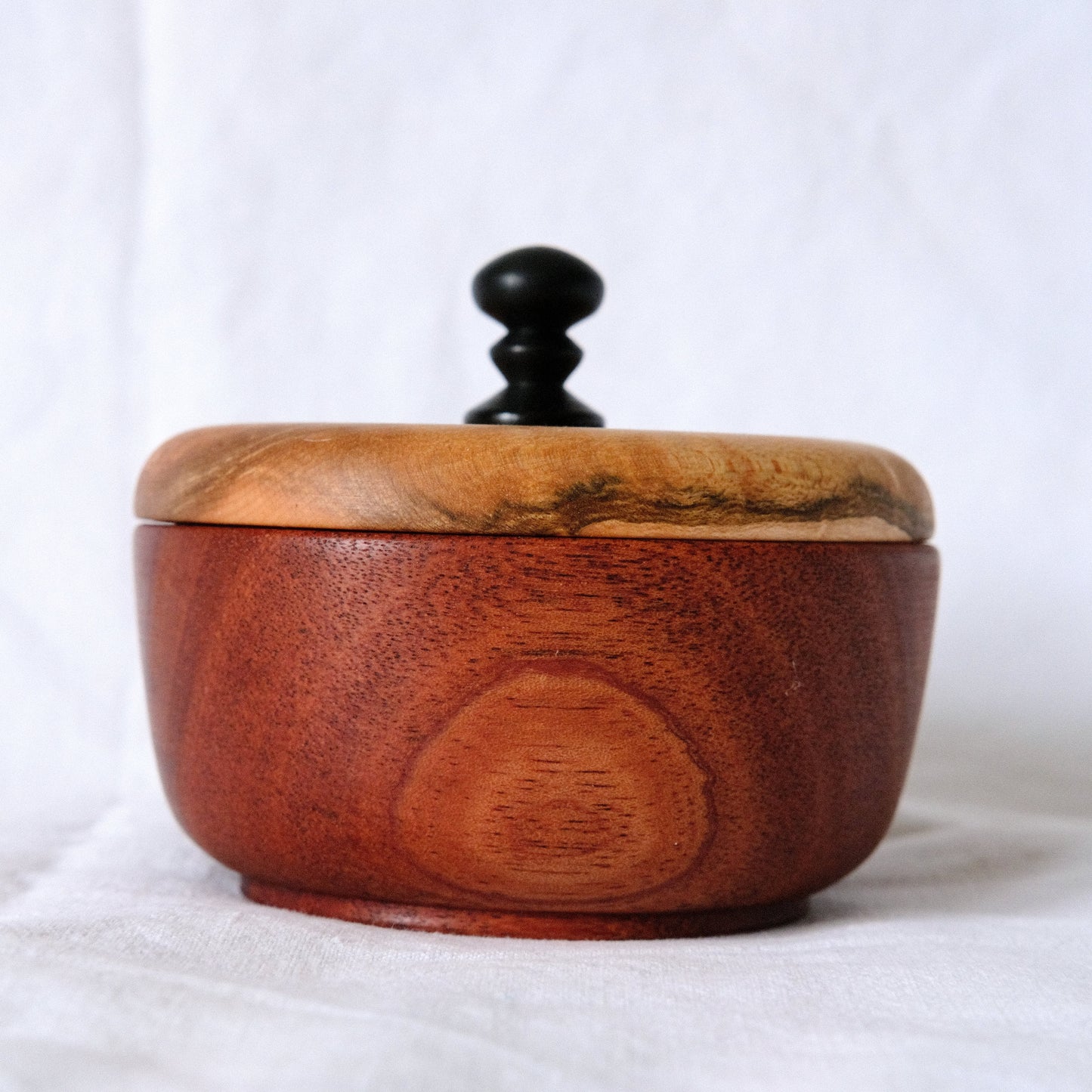 Sapele Salt Cellar with Birdseye Maple Lid