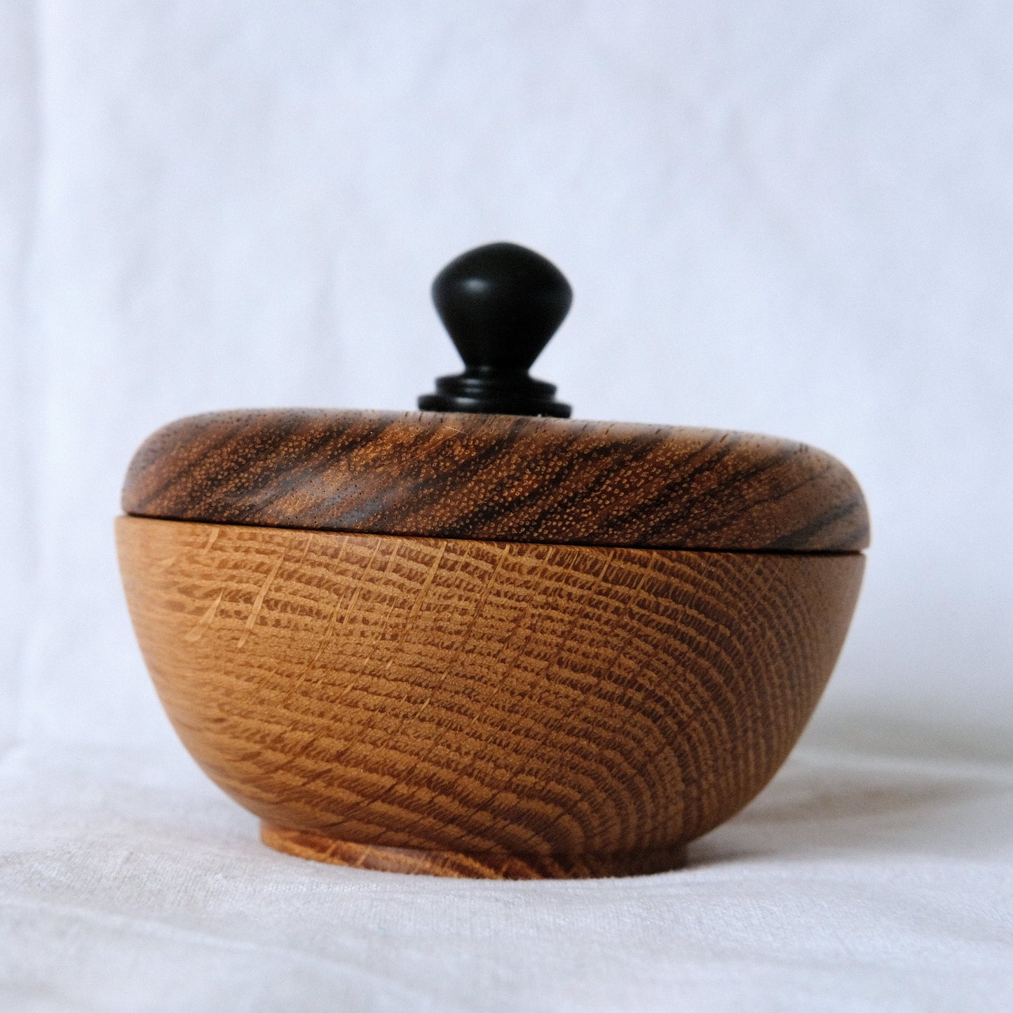 White Oak Salt Cellar with Zebrawood Lid