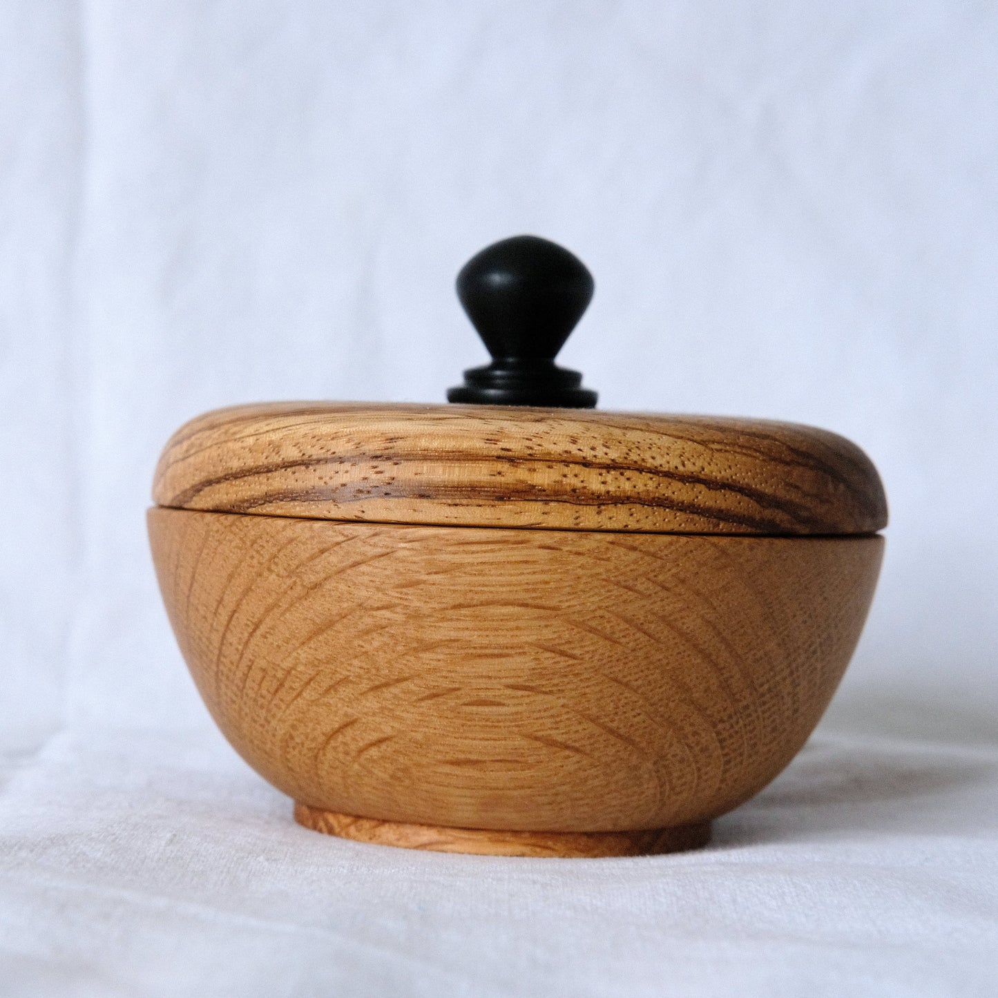 White Oak Salt Cellar with Zebrawood Lid