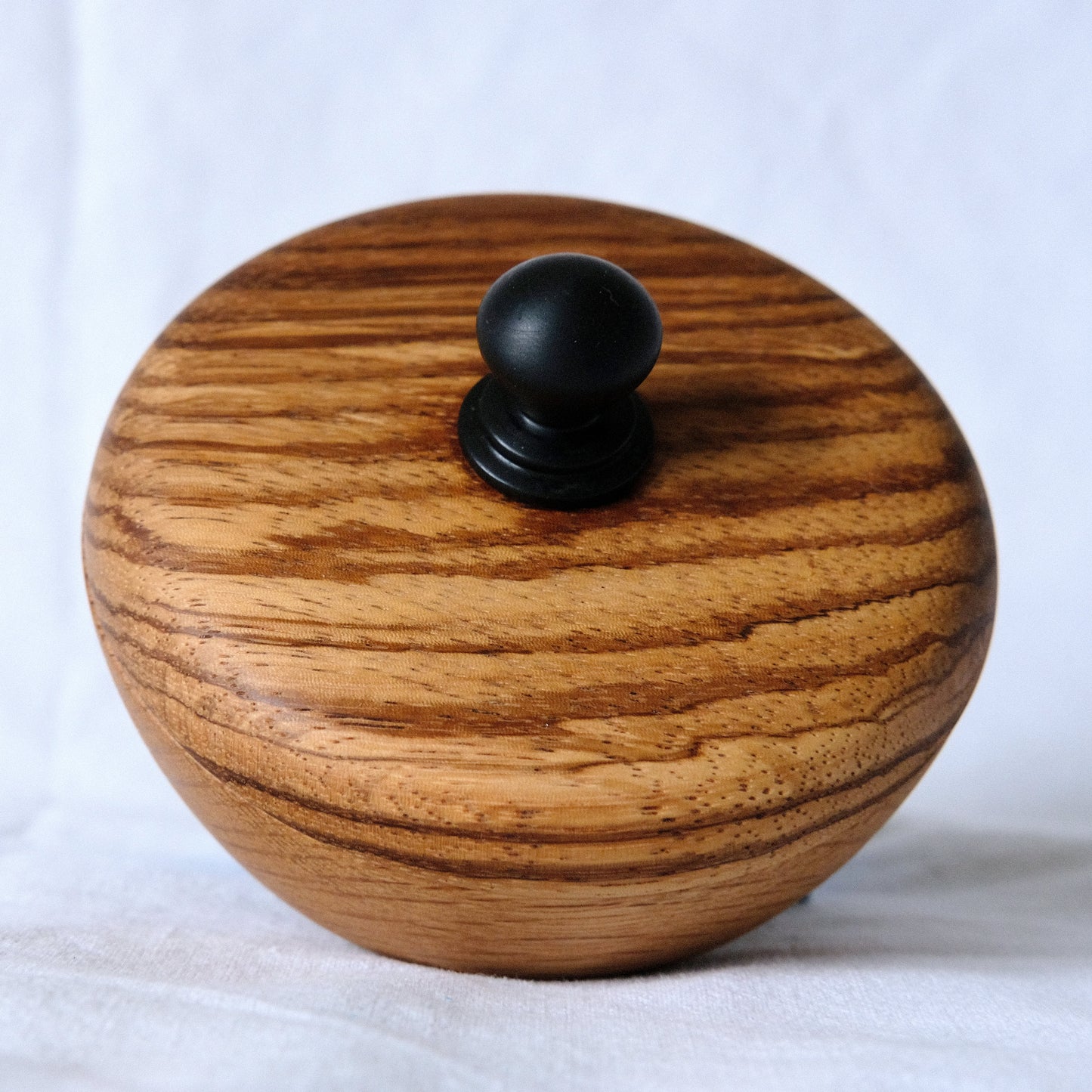 White Oak Salt Cellar with Zebrawood Lid