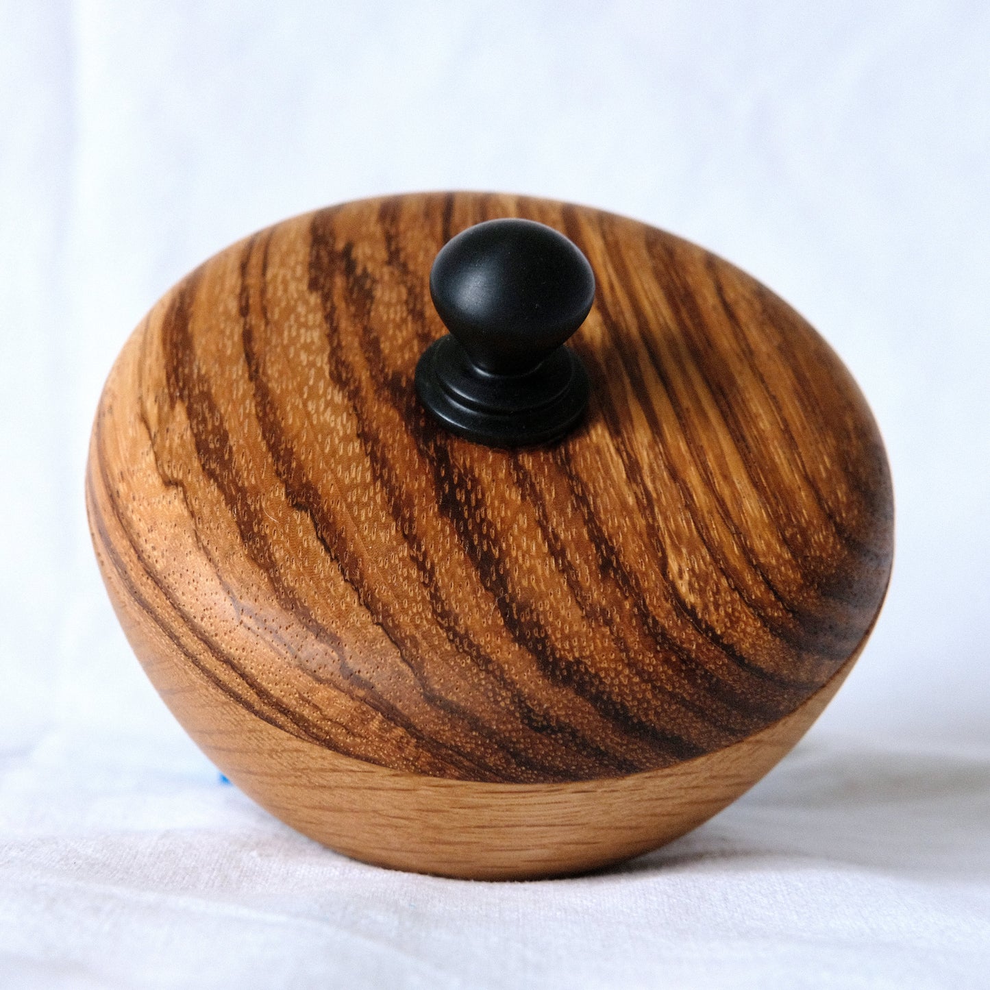 White Oak Salt Cellar with Zebrawood Lid