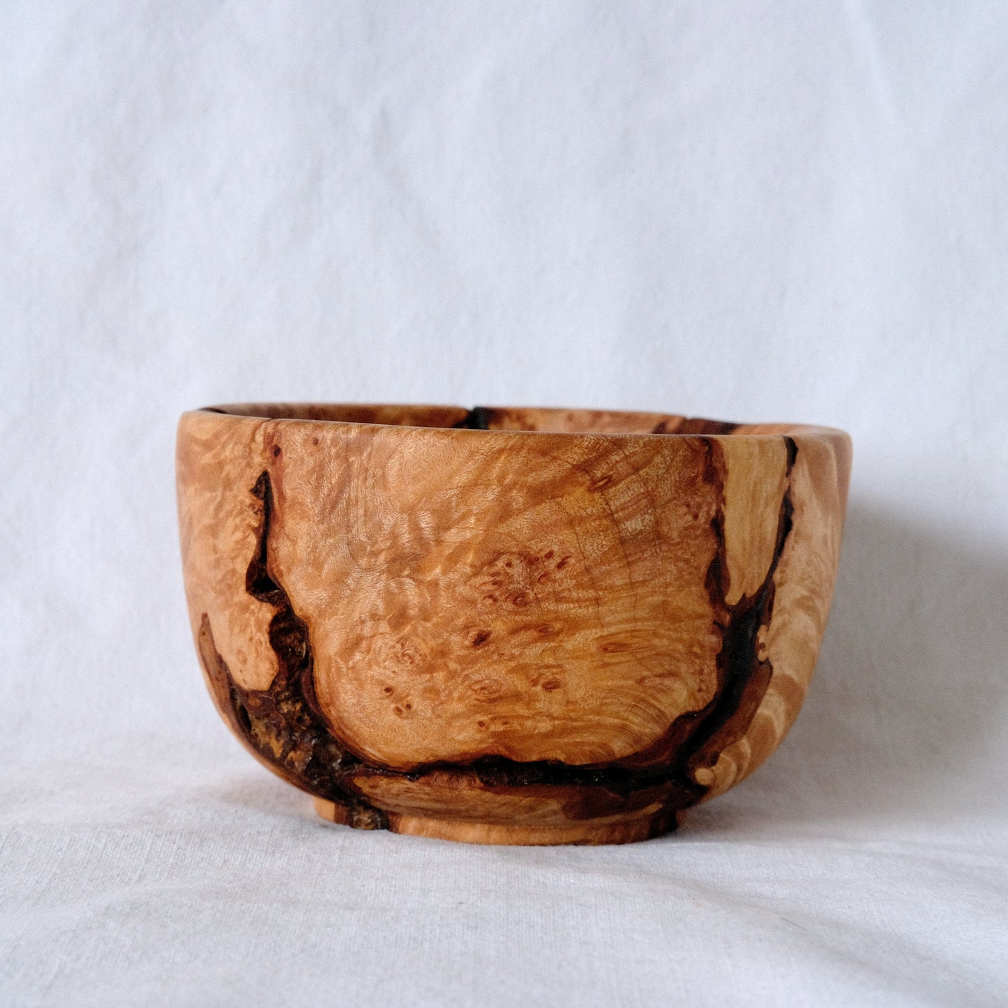 Maple Burl Decorative Bowl with Bark Inclusions