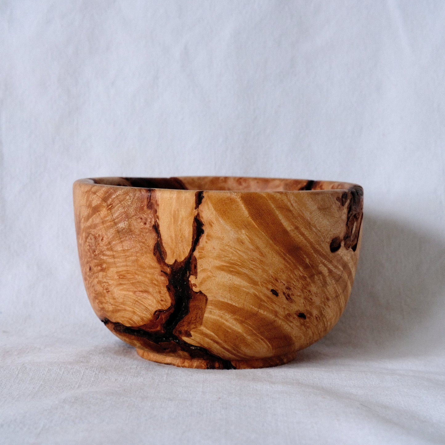 Maple Burl Decorative Bowl with Bark Inclusions