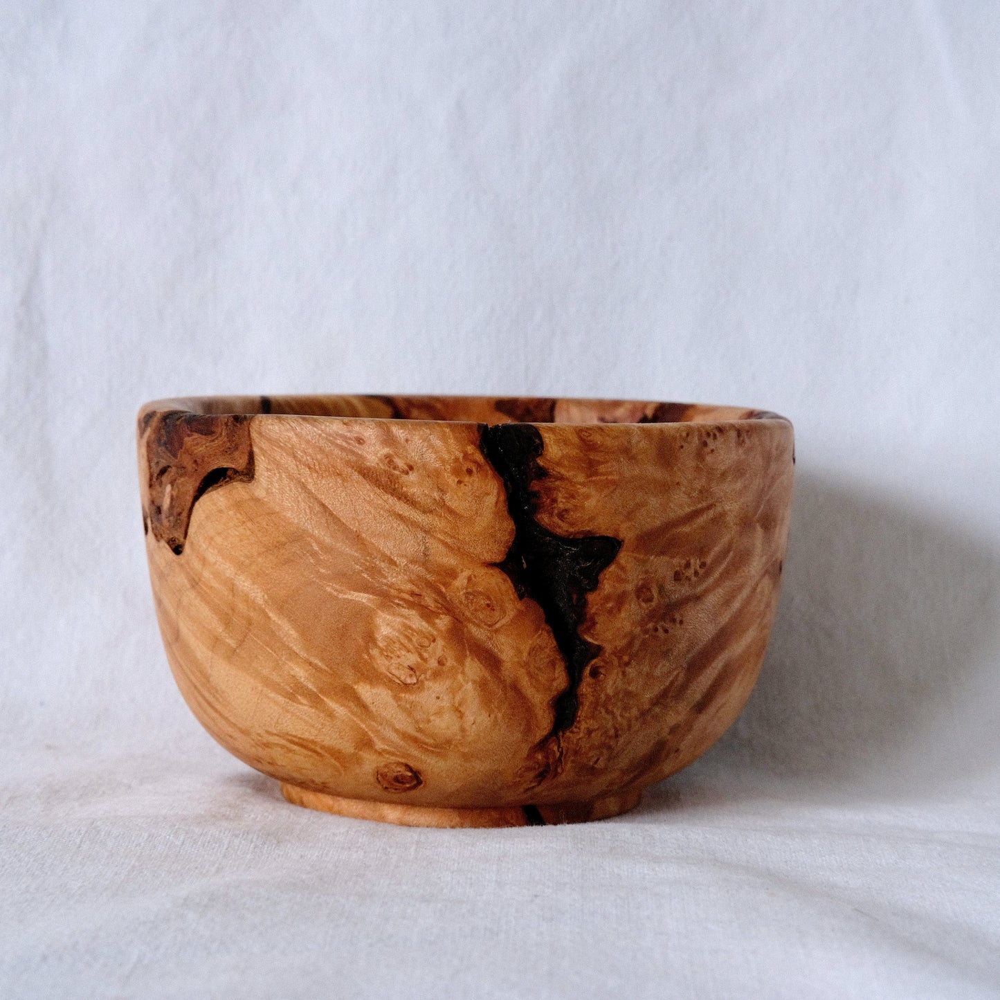 Maple Burl Decorative Bowl with Bark Inclusions