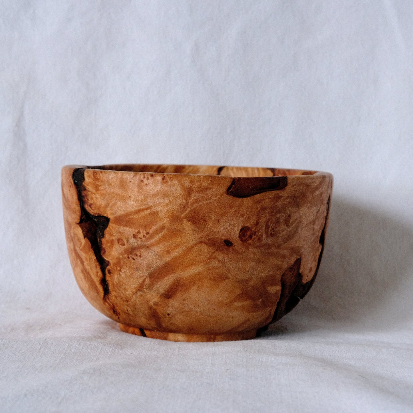 Maple Burl Decorative Bowl with Bark Inclusions