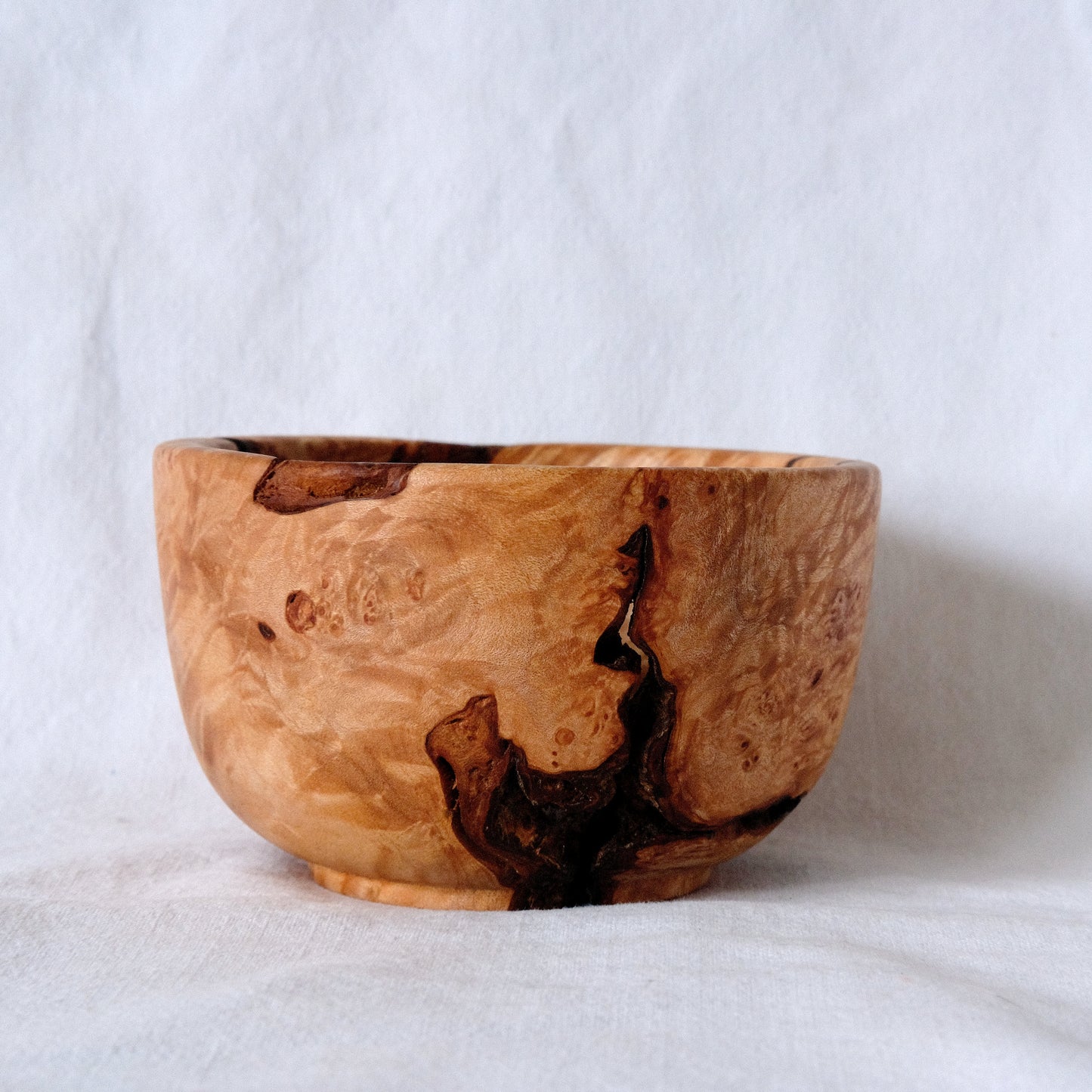 Maple Burl Decorative Bowl with Bark Inclusions