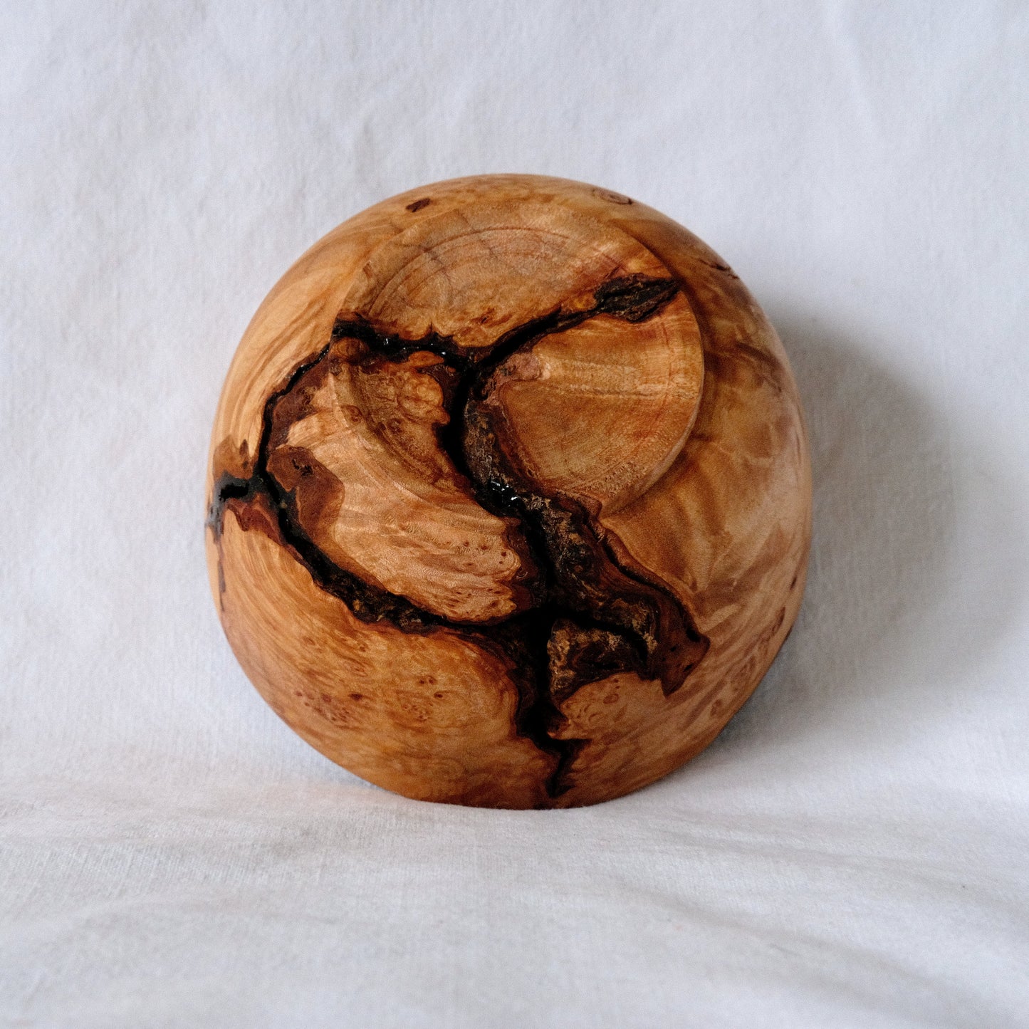 Maple Burl Decorative Bowl with Bark Inclusions