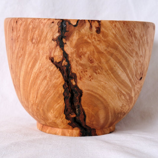 Maple Burl Decorative Bowl with Large Bark Inclusion