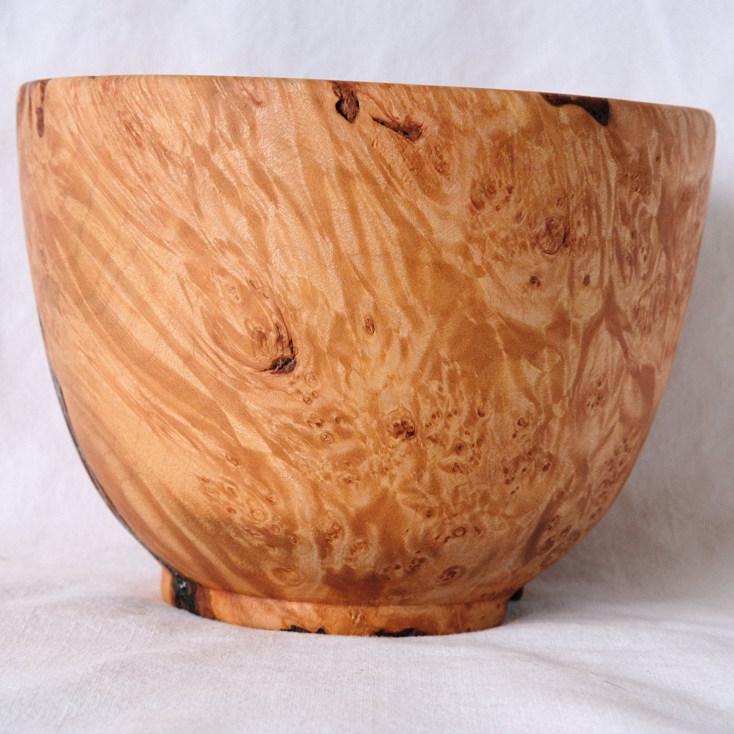 Maple Burl Decorative Bowl with Large Bark Inclusion