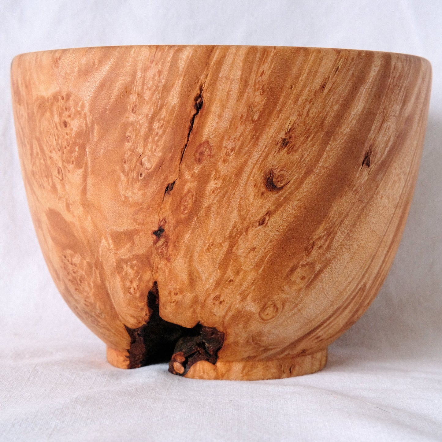 Maple Burl Decorative Bowl with Large Bark Inclusion