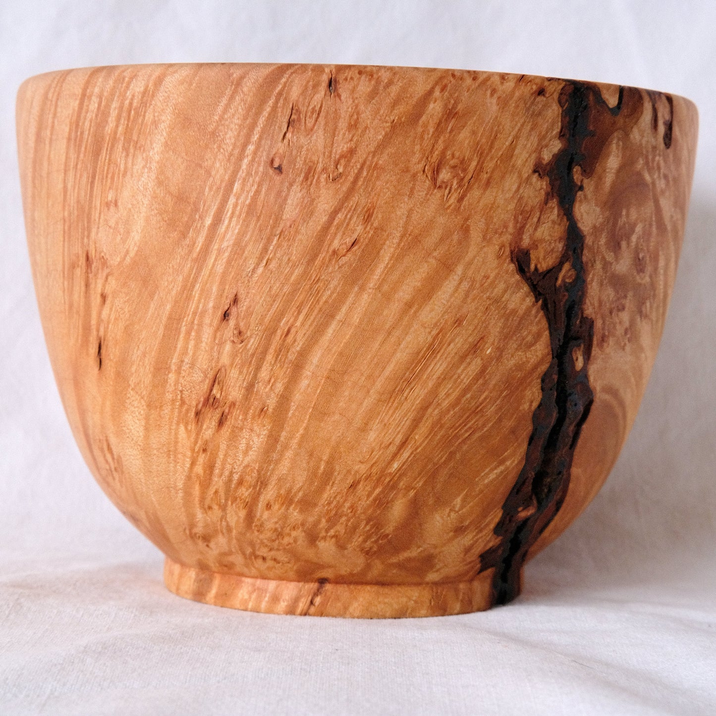 Maple Burl Decorative Bowl with Large Bark Inclusion