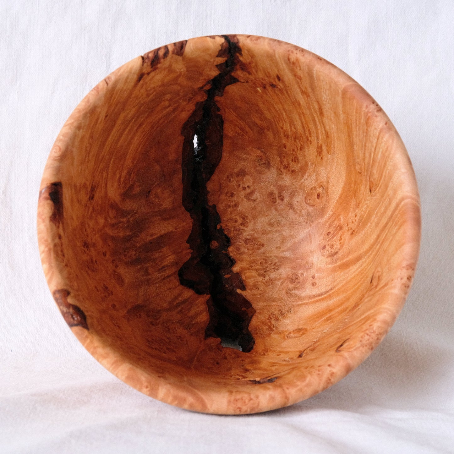 Maple Burl Decorative Bowl with Large Bark Inclusion