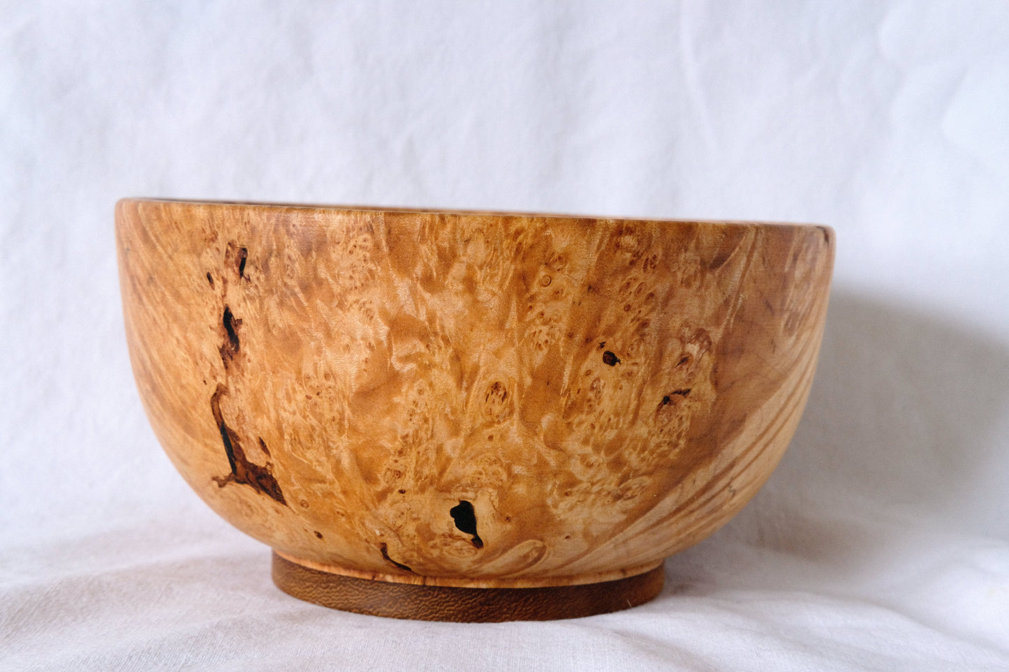 Maple Burl Decorative Bowl with Black Resin Fill