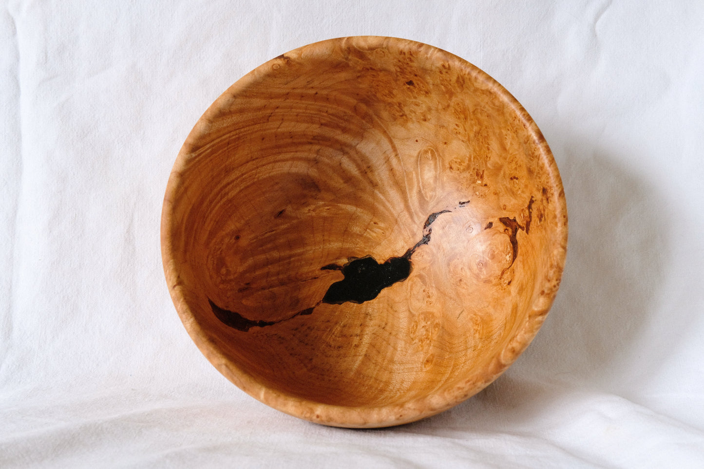 Maple Burl Decorative Bowl with Black Resin Fill