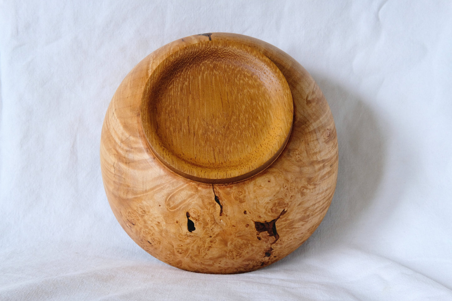 Maple Burl Decorative Bowl with Black Resin Fill